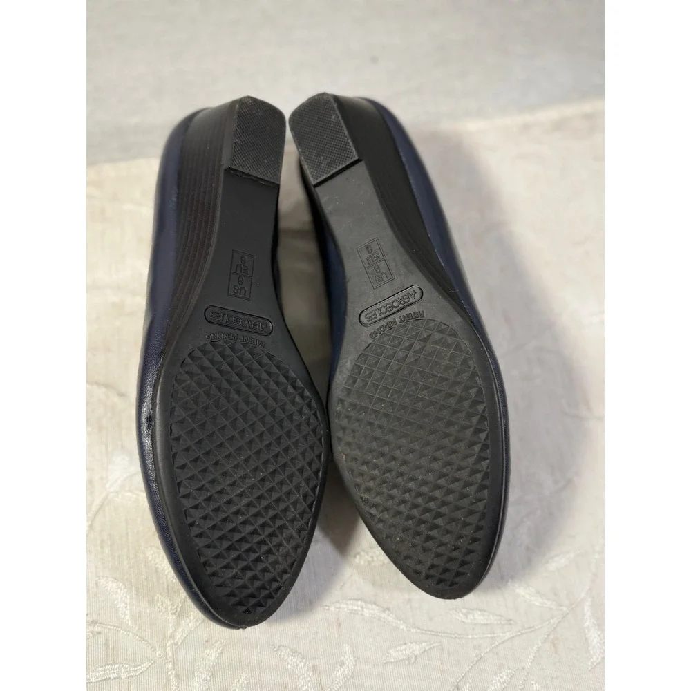 Aerosoles Lovely Dark Blue‎ Leather Wedge Pumps Navy Loafers Womens 8M Heel Rest